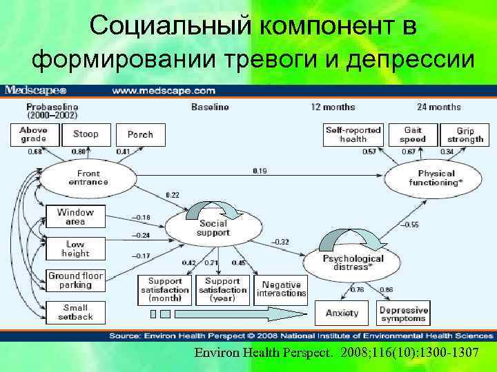 Социальный компонент в формировании тревоги и депрессии Environ Health Perspect. 2008; 116(10): 1300 -1307