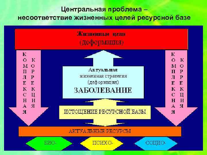 Центральная проблема – несоответствие жизненных целей ресурсной базе 