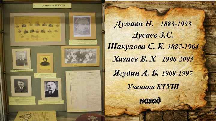 Думави Н. 1883 -1933 Дусаев З. С. Шакулова С. К. 1887 -1964 Хазиев В.