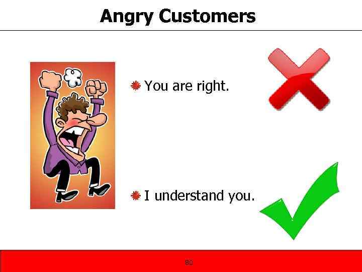 Angry Customers You are right. I understand you. 80 