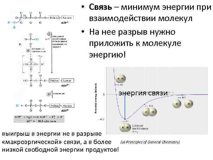  • Связь – минимум энергии при взаимодействии молекул • На нее разрыв нужно