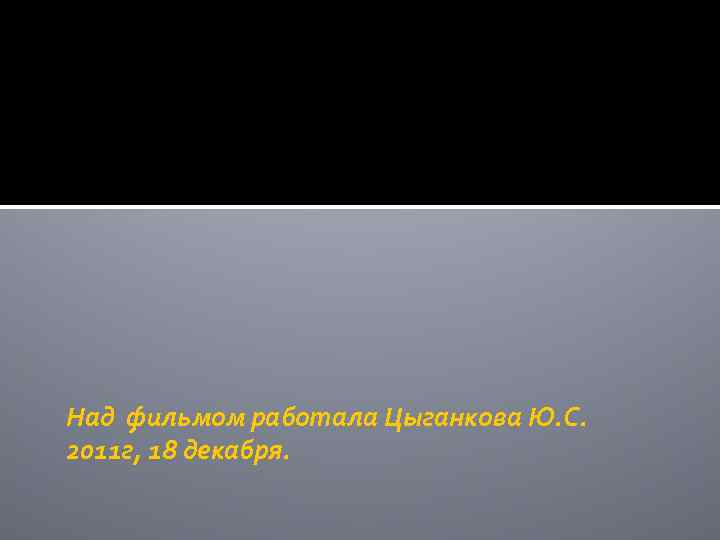 Над фильмом работала Цыганкова Ю. С. 2011 г, 18 декабря. 