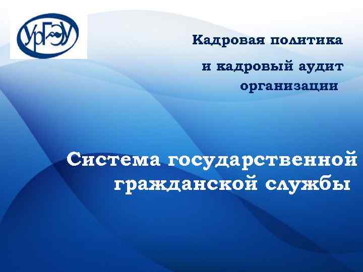 Кадровая политика и кадровый аудит организации Система государственной гражданской службы 