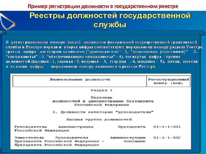Пример регистрации должности в государственном реестре 