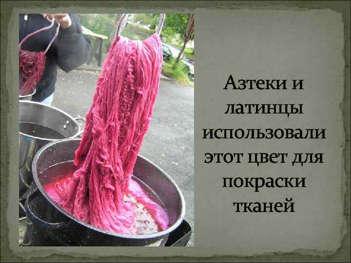 Азтеки и латинцы использовали этот цвет для покраски тканей 