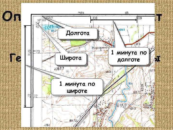 Определение координат Долгота 1 минута по долготе Широта Географические координаты 1 минута по широте
