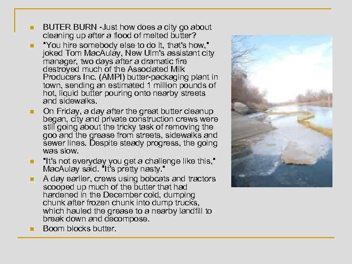 n n n BUTER BURN -Just how does a city go about cleaning up