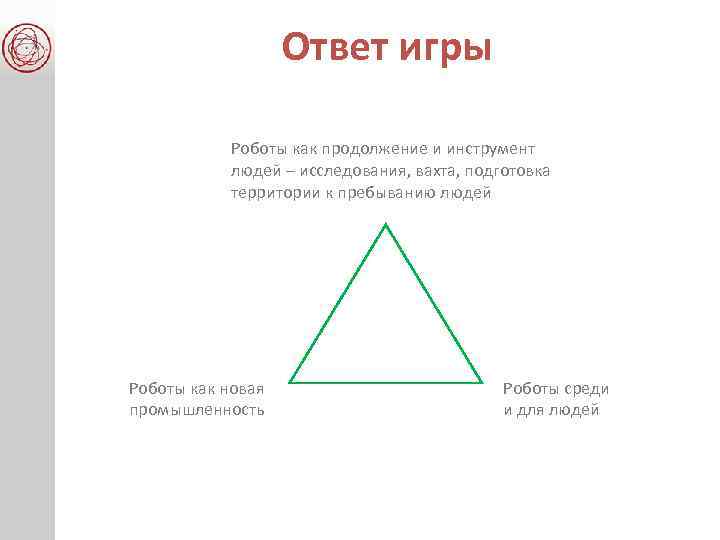 Ответ игры Роботы как продолжение и инструмент людей – исследования, вахта, подготовка территории к