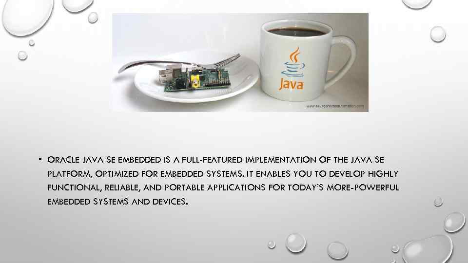  • ORACLE JAVA SE EMBEDDED IS A FULL-FEATURED IMPLEMENTATION OF THE JAVA SE