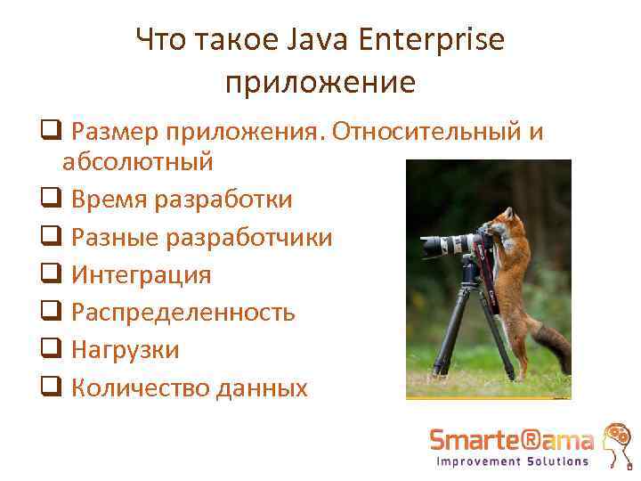 Что такое Java Enterprise приложение q Размер приложения. Относительный и абсолютный q Время разработки