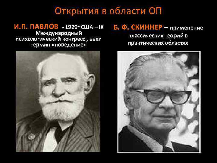 Открытия в области ОП И. П. ПАВЛОВ - 1929 г США – IX Международный