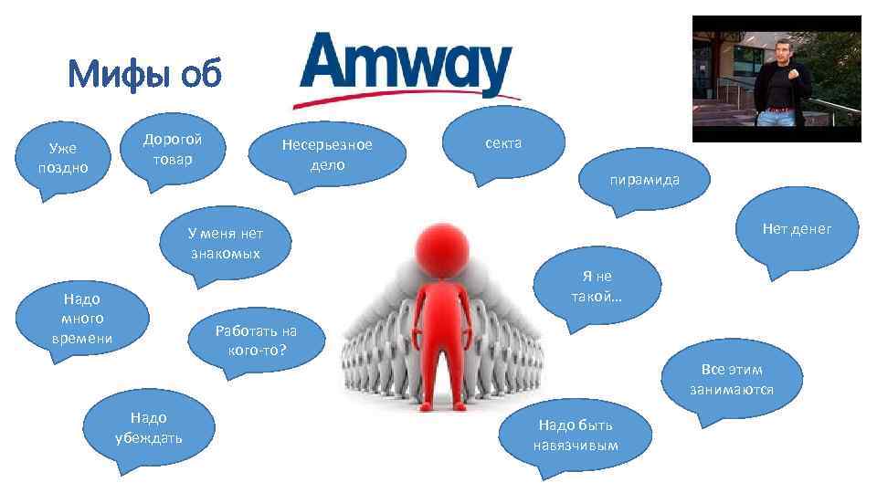 Мифы об Уже поздно Дорогой товар Несерьезное дело секта пирамида Нет денег У меня