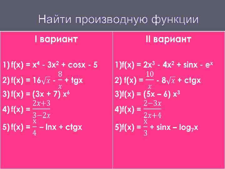 Найти производную функции 