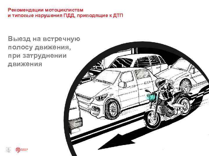 Рекомендации мотоциклистам и типовые нарушения ПДД, приводящие к ДТП Выезд на встречную полосу движения,