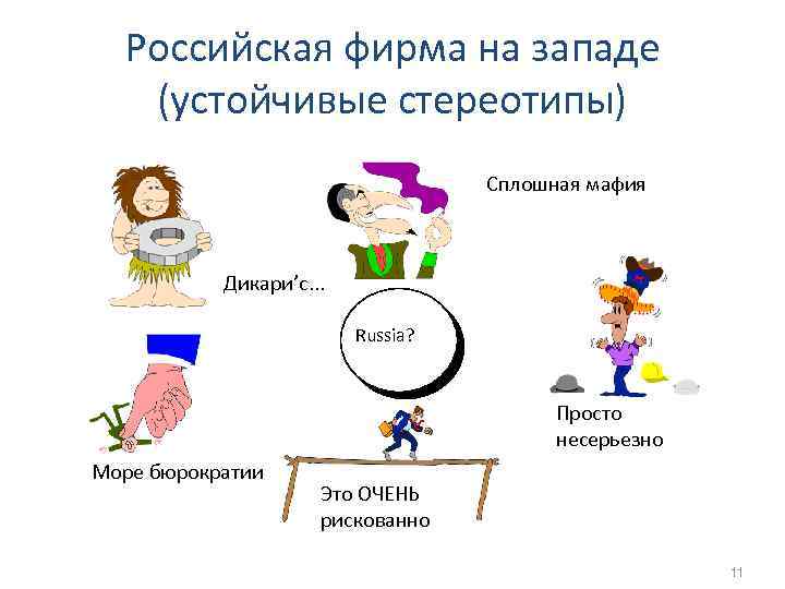 Российская фирма на западе (устойчивые стереотипы) Сплошная мафия Дикари’с. . . Russia? Просто несерьезно