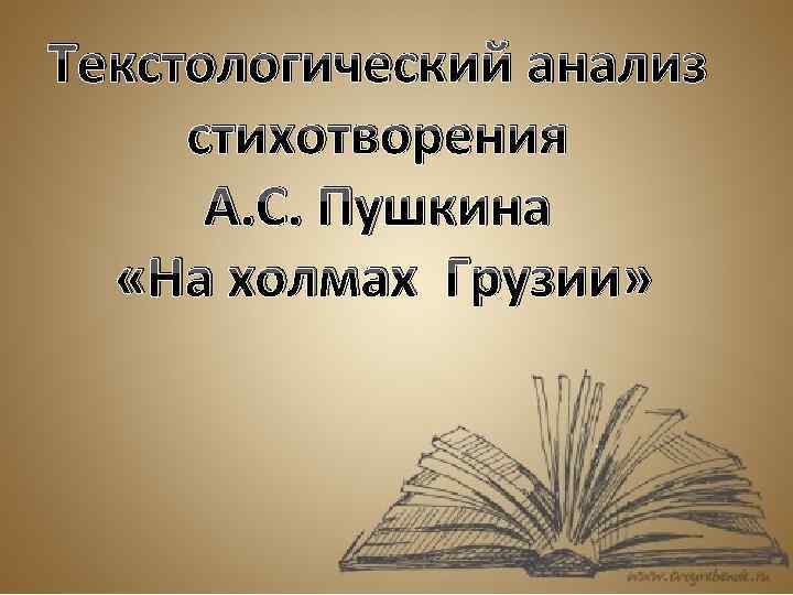 Текстологический анализ стихотворения А. С. Пушкина «На холмах Грузии» 