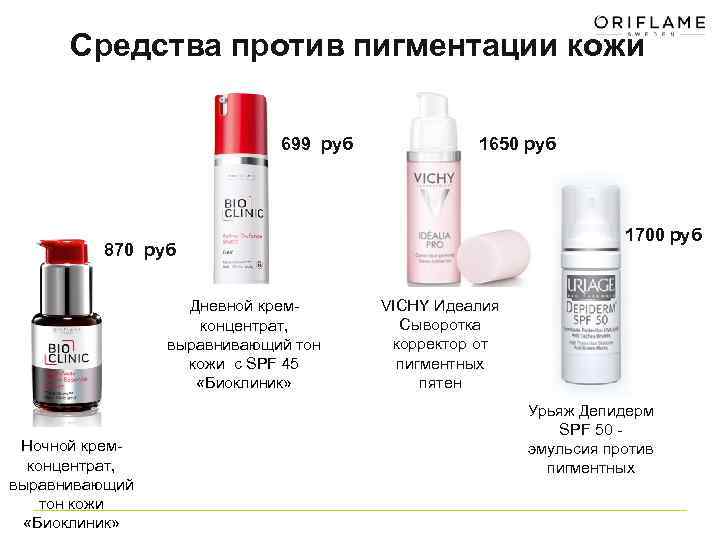 Средства против пигментации кожи 699 руб 1650 руб 1700 руб 870 руб Дневной кремконцентрат,