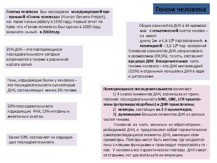 Генома человека был исследован международной про - граммой «Геном человека» (Human Genome Project), ко-