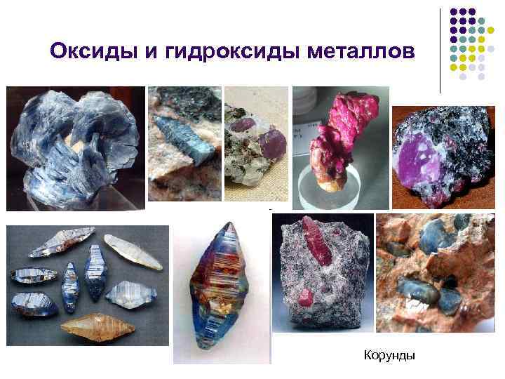 Оксиды и гидроксиды металлов Корунды 