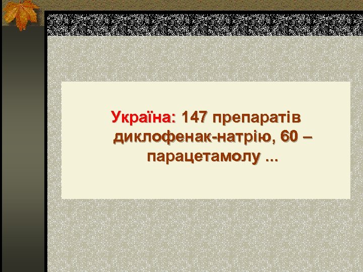 Україна: 147 препаратів диклофенак-натрію, 60 – парацетамолу. . . 