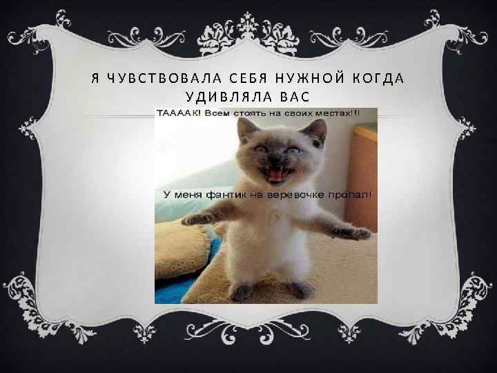 Я ЧУВСТВОВАЛА СЕБЯ НУЖНОЙ КОГДА УДИВЛЯЛА ВАС 