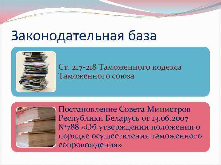 Законодательная база Ст. 217 -218 Таможенного кодекса Таможенного союза Постановление Совета Министров Республики Беларусь