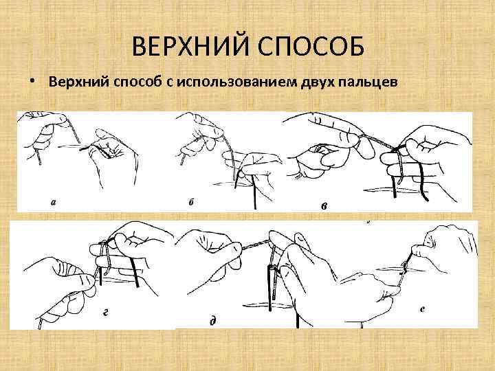 ВЕРХНИЙ СПОСОБ • Верхний способ с использованием двух пальцев 