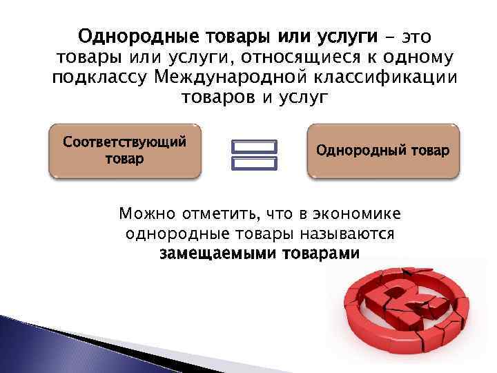 Однородные товары или услуги - это товары или услуги, относящиеся к одному подклассу Международной