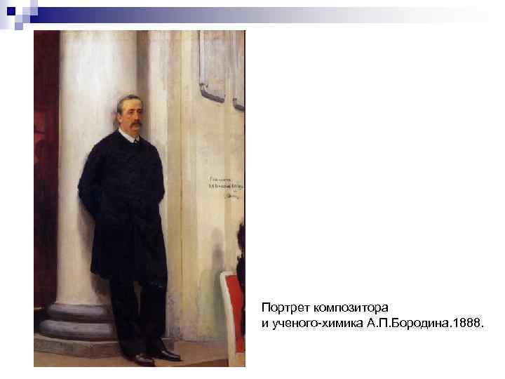 Портрет композитора и ученого-химика А. П. Бородина. 1888. 