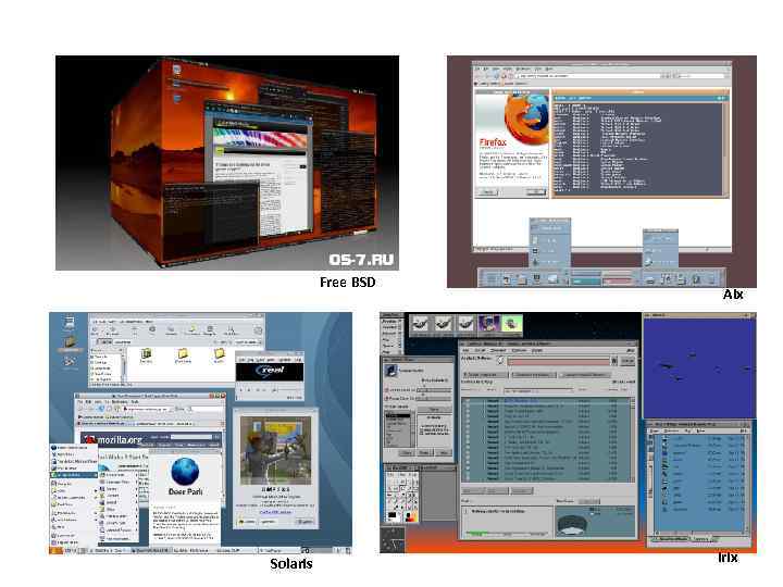 Free BSD Solaris Aix Irix 
