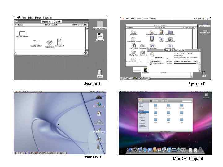 System 1 Mac OS 9 System 7 Mac OS Leopard 