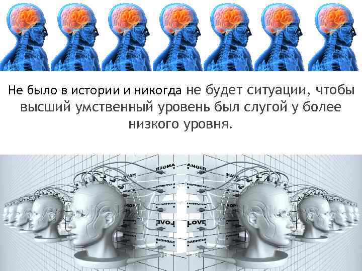 Не было в истории и никогда не будет ситуации, чтобы высший умственный уровень был