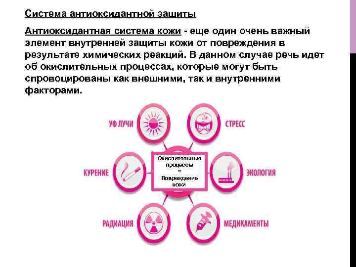 Система антиоксидантной защиты Антиоксидантная система кожи - еще один очень важный элемент внутренней защиты
