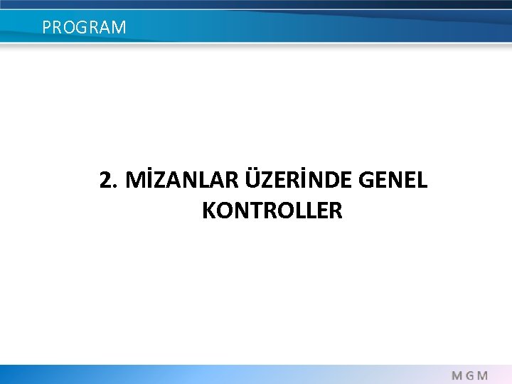 PROGRAM 2. MİZANLAR ÜZERİNDE GENEL KONTROLLER 