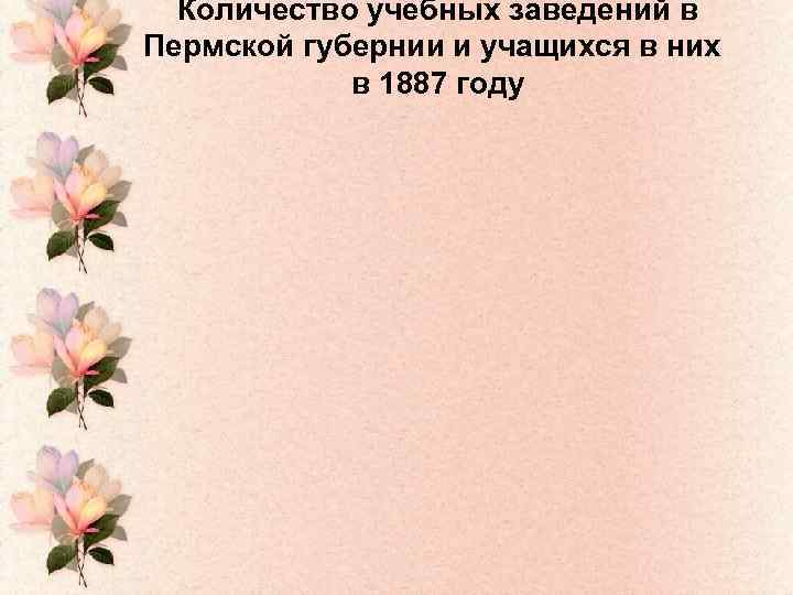 Количество учебных заведений в Пермской губернии и учащихся в них в 1887 году 