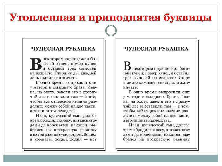 Утопленная и приподнятая буквицы 