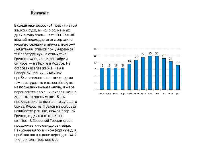 Климат В средиземноморской Греции летом жарко и сухо, а число солнечных дней в году
