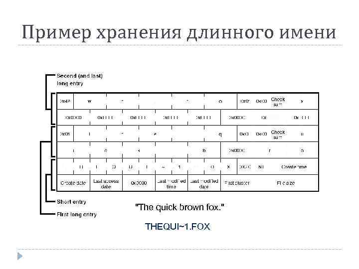 Пример хранения длинного имени 