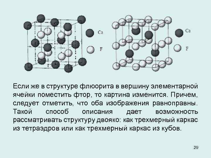 Если же в структуре флюорита в вершину элементарной ячейки поместить фтор, то картина изменится.