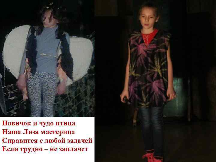 Новичок и чудо птица Наша Лиза мастерица Справится с любой задачей Если трудно –