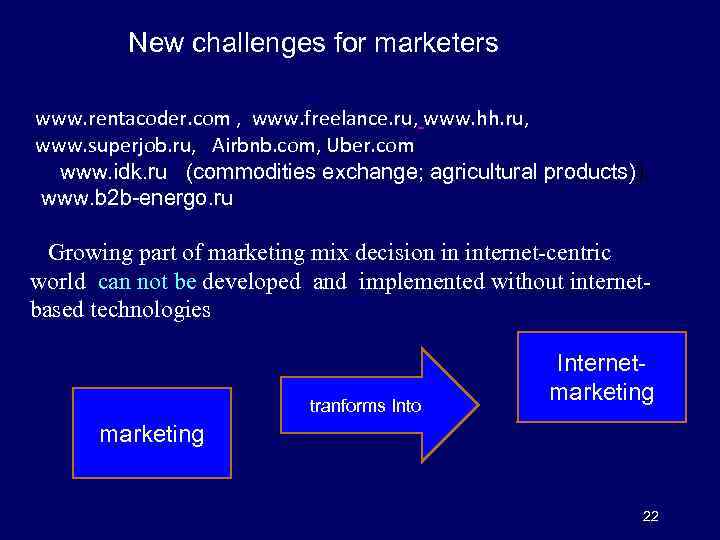  New challenges for marketers www. rentacoder. com , www. freelance. ru, www. hh.