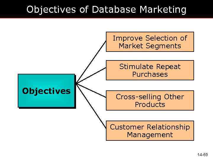 Objectives of Database Marketing Improve Selection of Market Segments Stimulate Repeat Purchases Objectives Cross-selling