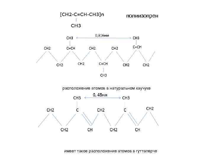 полиизопрен расположение атомов в натуральном каучуке имеет такое расположение атомов в гуттаперче 