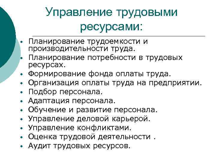 Управление трудовыми ресурсами. Принципы планирования трудовых ресурсов. Виды планирования трудовых ресурсов организации. Эффективность планирования труда.