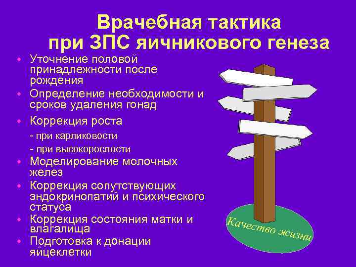 Врачебная тактика при ЗПС яичникового генеза w w w w Уточнение половой принадлежности после
