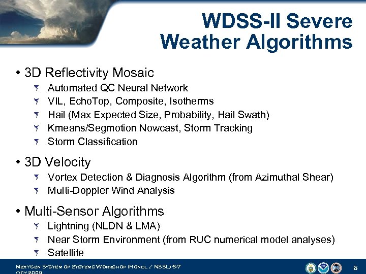 WDSS-II Severe Weather Algorithms • 3 D Reflectivity Mosaic Automated QC Neural Network VIL,