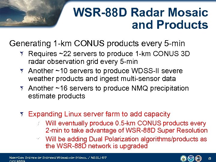 WSR-88 D Radar Mosaic and Products Generating 1 km CONUS products every 5 min