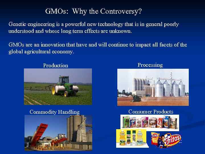 GMOs: Why the Controversy? Genetic engineering is a powerful new technology that is in