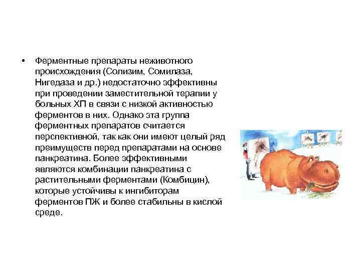 • Ферментные препараты неживотного происхождения (Солизим, Сомилаза, Нигедаза и др. ) недостаточно эффективны