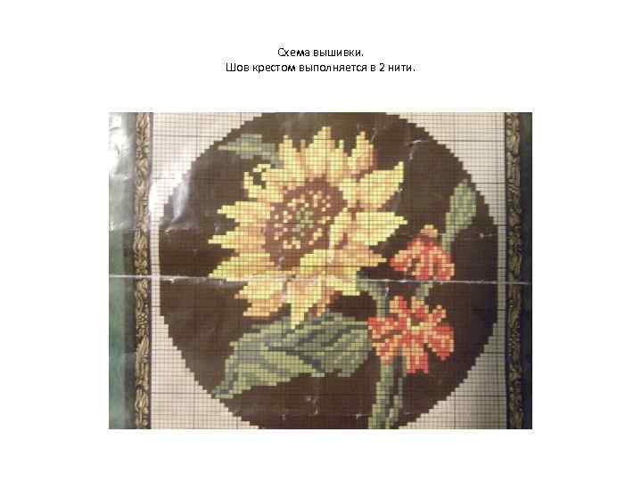 Схема вышивки. Шов крестом выполняется в 2 нити. 